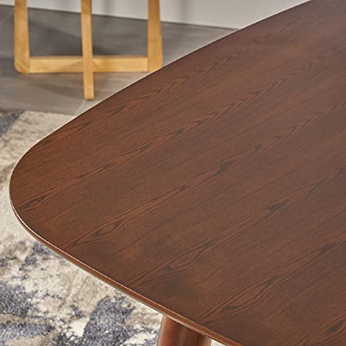 Christopher Knight Home Bass Mid Century Modern Square Faux Wood Dining Table, Walnut Finish, 35.75D x 35.75W x 30H in