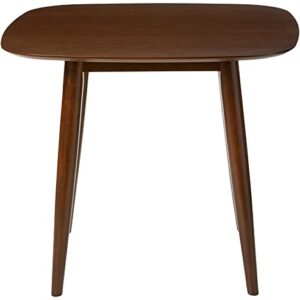 Christopher Knight Home Bass Mid Century Modern Square Faux Wood Dining Table, Walnut Finish, 35.75D x 35.75W x 30H in