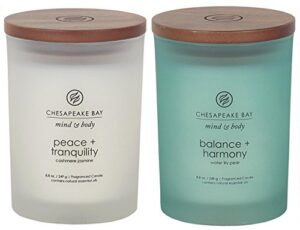 chesapeake bay candle scented candles, peace + tranquility & balance + harmony, medium (2-pack)