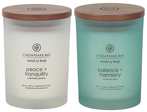 Chesapeake Bay Candle Scented Candles, Peace + Tranquility & Balance + Harmony, Medium (2-Pack)