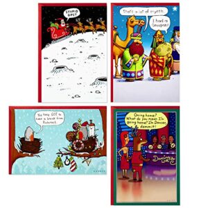 hallmark shoebox funny boxed christmas cards assortment, cartoons (4 designs, 24 christmas cards with envelopes) (1xpx5183)