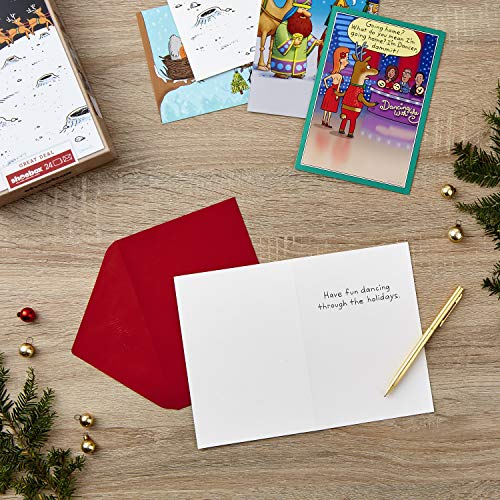 Hallmark Shoebox Funny Boxed Christmas Cards Assortment, Cartoons (4 Designs, 24 Christmas Cards with Envelopes) (1XPX5183)