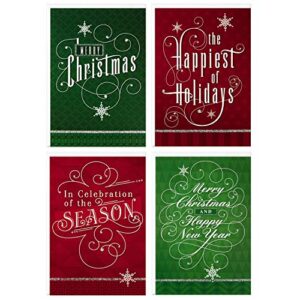 image arts christmas boxed cards assortment, elegant lettering (4 designs, 24 cards with envelopes)