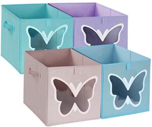 homyfort cube storage bins organizer container,12x12 foldable storage bins basket with clear window for pantry closet,toys,bedroom-butterfly set of 4