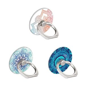 bf2jk three pack cell phone ring holder, 360°rotation finger ring stand grip for smartphones,tablets,pads (mandala flower)