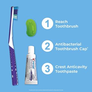 REACH Ultraclean Travel Kit Toothbrush with Toothbrush Cap and Toothpaste, Multi-Angled, Soft Bristles, TSA-Airport Friendly, Resealable, Portable and Reusable Bag