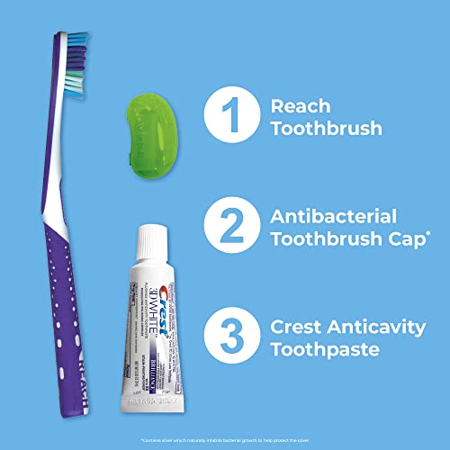 REACH Ultraclean Travel Kit Toothbrush with Toothbrush Cap and Toothpaste, Multi-Angled, Soft Bristles, TSA-Airport Friendly, Resealable, Portable and Reusable Bag