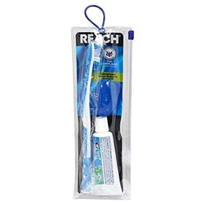 REACH Ultraclean Travel Kit Toothbrush with Toothbrush Cap and Toothpaste, Multi-Angled, Soft Bristles, TSA-Airport Friendly, Resealable, Portable and Reusable Bag