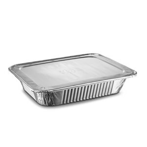 [30 Pack - 9"x13" Combo] Basix Disposable Aluminum Foil Meal Prep Cookware Half Size Containers With Foil Lids, Oven, Toaster, Grill, Cooking, Roasting, Broiling, Baking, Event, Take Out, Restaurant