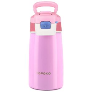 stainless steel kids water bottle for girls double wall beverage carry kid cup vacuum insulated leak proof bpa-free sports bottle for boys (coral)