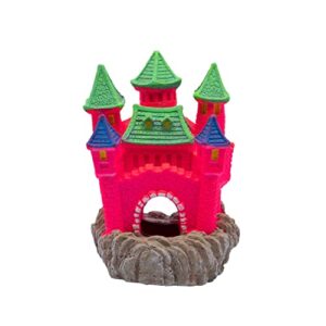 glofish castle ornament, large, colorful aquarium decor, hideaway for fish (78016),3 x 3.25 x 4.25 inches