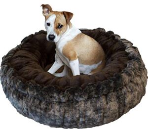 bessie and barnie koala/ godiva brown luxury ultra plush faux fur bagelette pet/dog bed (multiple sizes), s- 30"