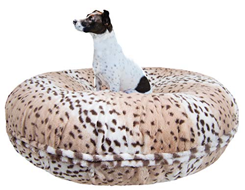 BESSIE AND BARNIE Signature Aspen Snow Leopard Luxury Extra Plush Faux Fur Bagel Pet/Dog Bed (Multiple Sizes)