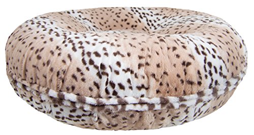 BESSIE AND BARNIE Signature Aspen Snow Leopard Luxury Extra Plush Faux Fur Bagel Pet/Dog Bed (Multiple Sizes)