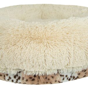 BESSIE AND BARNIE Signature Aspen Snow Leopard/ Blondie Luxury Shag Extra Plush Faux Fur Bagel Pet/Dog Bed (Multiple Sizes), S- 30"