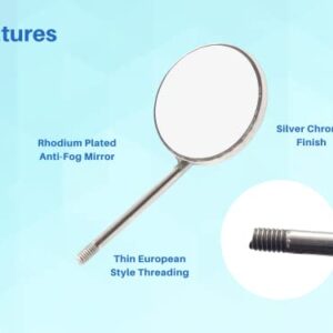 DENTAL MIRRORS TOPS FRONT SURFACE EUROPEAN STYLE THREADING RHODIUM SET OF 12 ARTMAN BRAND