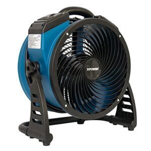 xpower p-26ar industrial axial air mover, blower, fan with build-in power outlets for water damage restoration, home and plumbing use - 1 amp, 1300 cfm, 4 speeds , blue