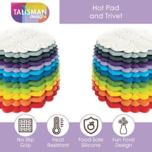 Talisman Designs No-Slip Grip Silicone Hot Pad & Trivet, Surface Protection from Hot Dishes, Up to 500-Degree Heat Resistance, Multipurpose Kitchen Supplies, Yellow (Set of 1)