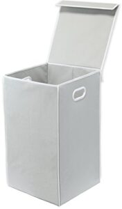 simple houseware foldable laundry hamper basket with lid, grey