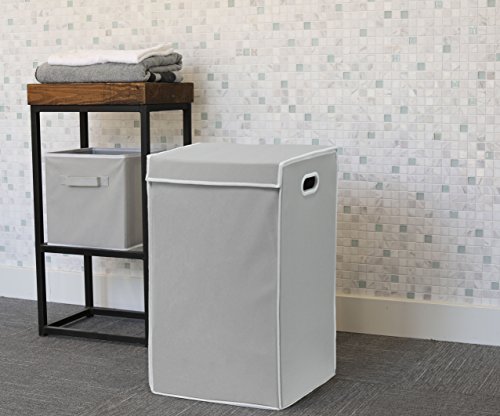 Simple Houseware Foldable Laundry Hamper Basket with Lid, Grey