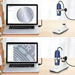 Jiusion HD 2MP USB Digital Microscope 40-1000X Portable Magnification Endoscope Camera with 8 LEDs Aluminum Alloy Stable Stand for OTG Android Mac Windows 7 8 10 11 Linux Chrome