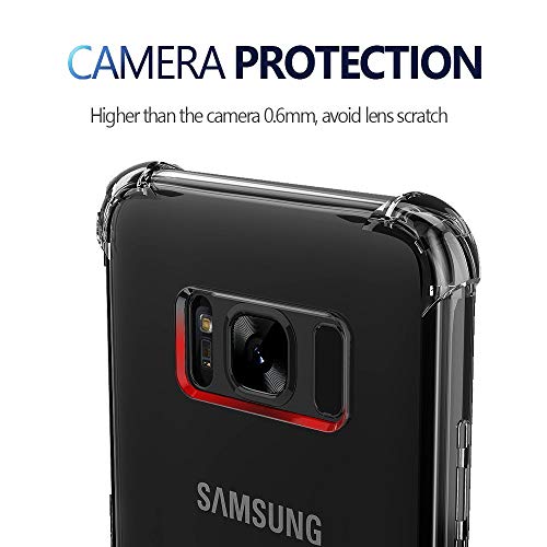 Galaxy S8 Case Crystal Clear Shockproof Bumper Protective Cell Phone Case for Samsung Galaxy S8 5.8 Inch Transparent Pure TPU Back Covers for Men Women Boys Girls Flexible Slime Fit Rubber Silicone