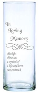 ie laserware beautifully laser etched memorial candle comes complete with 3" floating candle. just add water and light the wick