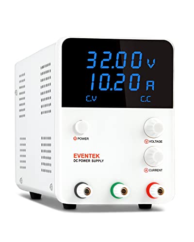 DC Power Supply Variable, Eventek 32V 10.2A Bench Power Supply Adjustable, Switching Regulated Power Supply with High Precision 4-Digits LED Display and Alligator Leads