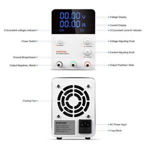 DC Power Supply Variable, Eventek 32V 10.2A Bench Power Supply Adjustable, Switching Regulated Power Supply with High Precision 4-Digits LED Display and Alligator Leads