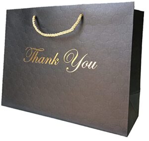 modeeni large black thank you gift bags paper shopping bags with handles 13x10 large gift bags 12 pack gold foil premium quality matte embossed for small business 13x5x10