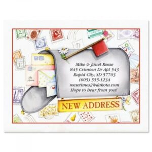 keep in touch personalized new address postcards, set of 24 moving announcements, 5-¼ x 4 inches