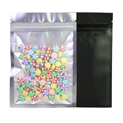 QQ Studio 100pcs Translucent Front Matte Color Foil Flat Packaging QuickQlick Bags (4" x 6", Translucent/Black)