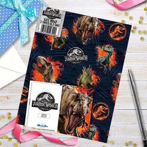 Jurassic Park Wrapping Paper and Gift Tags, 2 Sheets and 2 Gift Tags