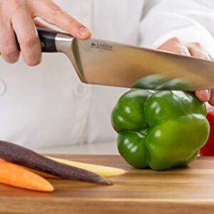 Saken 8-Inch Chef’s Knife - High-Carbon German Steel Chef Knife with Ergonomic Wooden Handles - Professional Multipurpose Kitchen Knife for Slicing, Chopping, Mincing, Deboning, And More