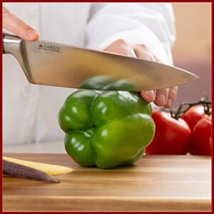 Saken 8-Inch Chef’s Knife - High-Carbon German Steel Chef Knife with Ergonomic Wooden Handles - Professional Multipurpose Kitchen Knife for Slicing, Chopping, Mincing, Deboning, And More