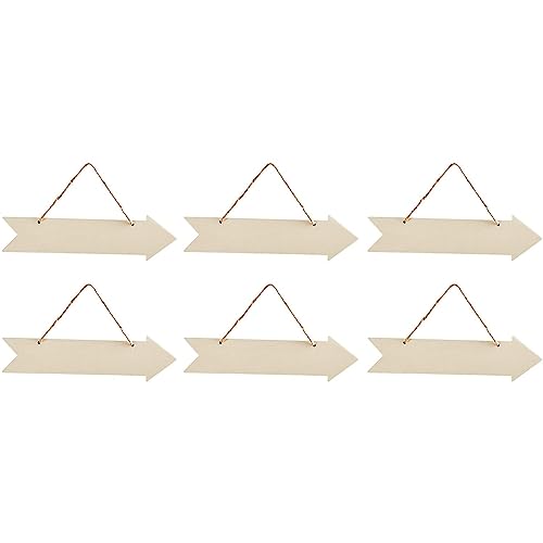 Juvale Unfinished Hanging Wood Arrow Plaque Directional Wall Sign (6 Pack) 13.5 x 3.5 Inches