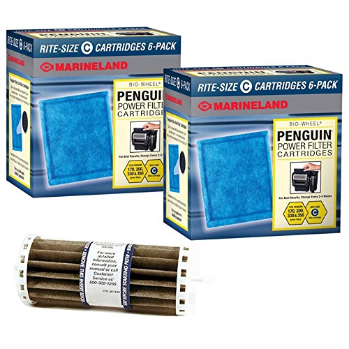 Penguin Marineland BIO-Wheel 200 & 350 Replacement Filter Cartridge 12-Pack & Bio-Wheel Assembly Bundle