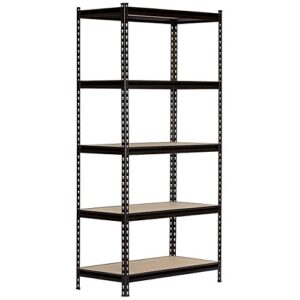 king’s rack 5 layer black steel storage rack boltless shelving unit tier layer height adjustable shelf organizer 30" w x 12" d x 60" h