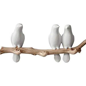 wingoffly® decorative birds on tree branch wall mounted coat hanger for coats/hats/keys/towels(three birds)