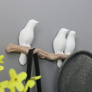 WINGOFFLY® Decorative Birds On Tree Branch Wall Mounted Coat Hanger for Coats/Hats/Keys/Towels(Three Birds)