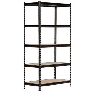 king’s rack 5 layer black steel storage rack boltless shelving unit tier layer height adjustable shelf organizer 42" w x 16" d x 72" h