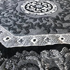 Carpet King Traditional Persian Oriental Octagon Area Rug Grey Black Silver Gray Design 101 (4 Feet X 4 Feet)