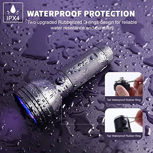 Black Light UV Flashlight, Escolite 51 LED BlackLights for Pet Urine Detection, Blue Light Flashlight, Ultraviolet Flashlights for Dog Urine, Scorpions, Dry Stains, Bed Bug(Include 3AA batteries )