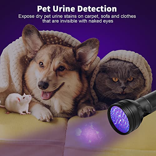 Black Light UV Flashlight, Escolite 51 LED BlackLights for Pet Urine Detection, Blue Light Flashlight, Ultraviolet Flashlights for Dog Urine, Scorpions, Dry Stains, Bed Bug(Include 3AA batteries )