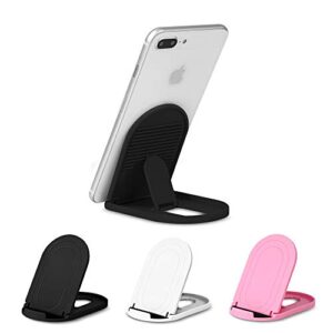 ama forest cell phone stand 3pack, portable foldable desktop cell phone holder, adjustable universal multi-angle cradle stands for tablet ipad iphone x/xr/xs max samsung galaxy, black, white, pink