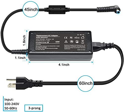 65W Laptop Charger Replace for HP ProBook 640 G2 650 G2 430 G3 440 G3 450 G3 455 g3 470 g3 450 g6 EliteBook 820 830 840 850 G6 G3 G4 G5 G7 725 745 755 G3 G4 G5 G6 Adapter Power Cord