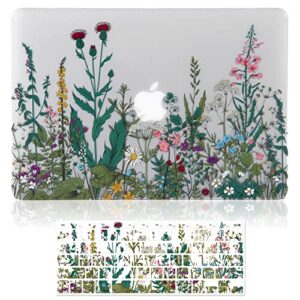 idonzon case for macbook air 13 inch (a1466/a1369, 2010-2017 release), 3d effect matte clear see through hard cover & keyboard cover only compatible older version mac air 13.3 inch - garden flowers