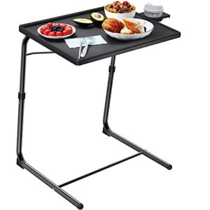 Adjustable TV Tray Table - TV Dinner Tray on Bed & Sofa, Comfortable Folding Table with 6 Height & 3 Tilt Angle Adjustments (Black)