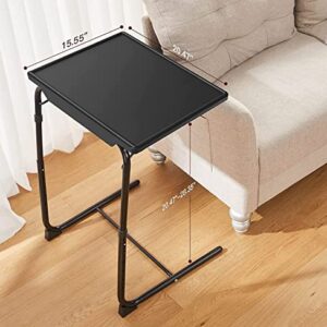 Adjustable TV Tray Table - TV Dinner Tray on Bed & Sofa, Comfortable Folding Table with 6 Height & 3 Tilt Angle Adjustments (Black)