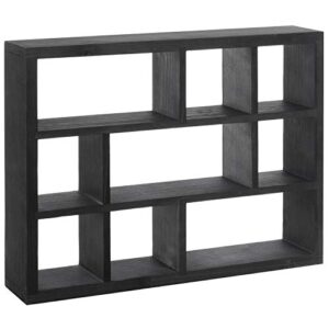 MyGift 15-Inch Wall-Mounted (Vertical or Horizontal) 9-Slot Rustic Wood Floating Shelves/Freestanding Shadow Box, Black